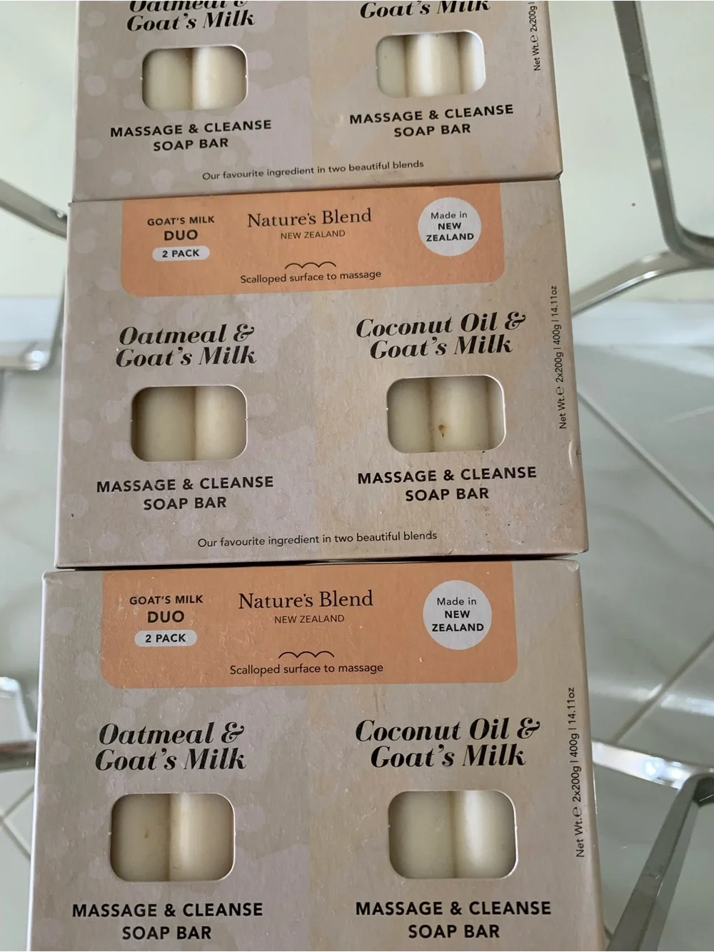 Bundle of 3 packs each pack has 2 large size basoap Natural Blend madeNew Zealan